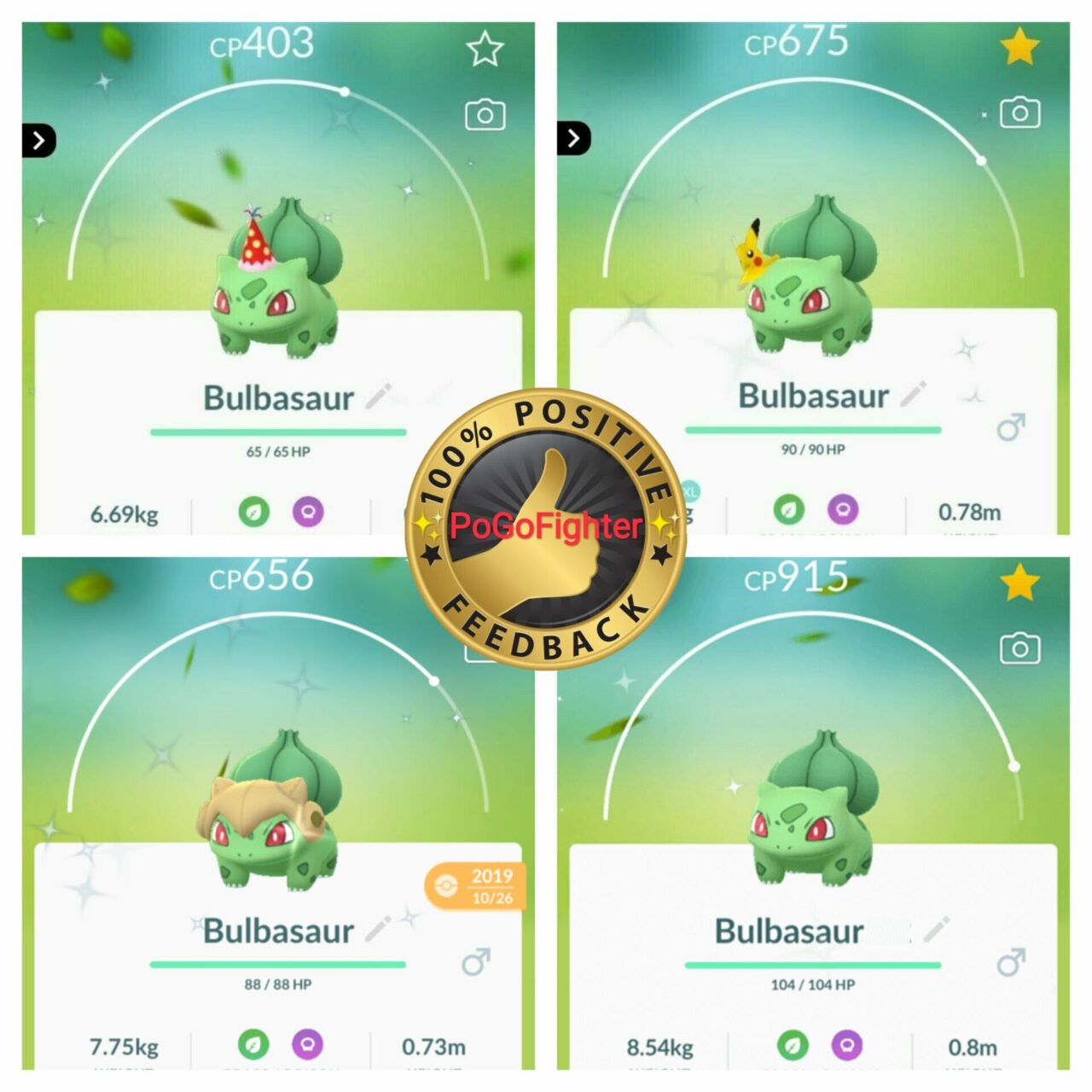Pokémon GO Shiny Bulbasaur Wearing Hat – Trade 20.000 stardust